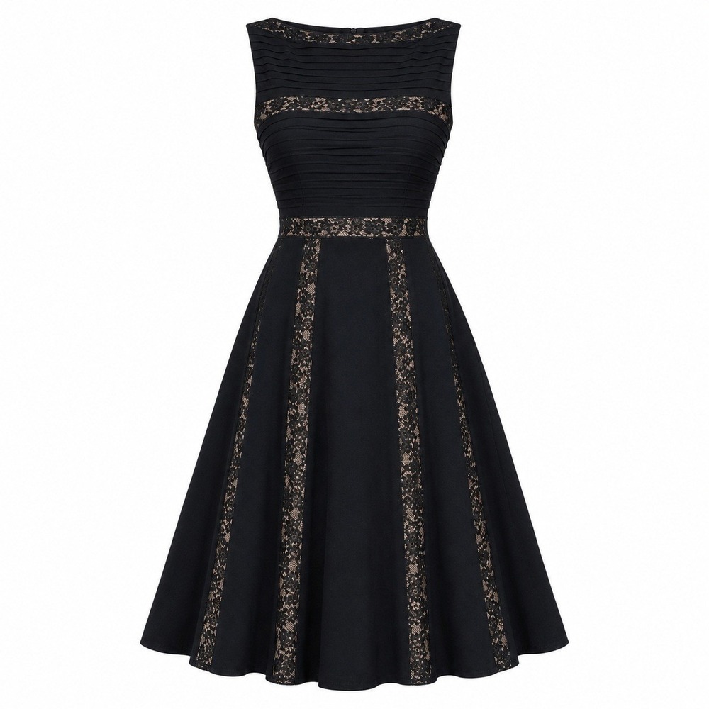 Tadashi Shoji Pintuck Jersey Lace Dress Women S Black Nude Fit Flare Cocktail